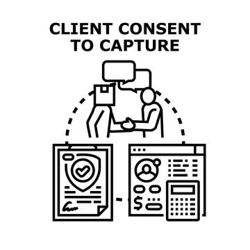 Client giving consent capturing data and accepting agreement Stock Illustration