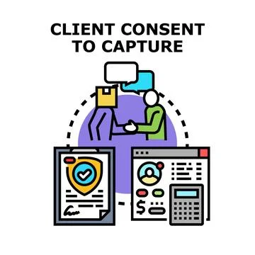 Client giving consent capturing data and accepting agreement Stock Illustration