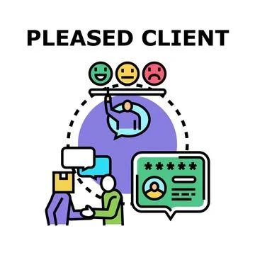 Client giving feedback and a five star rating Stock Illustration