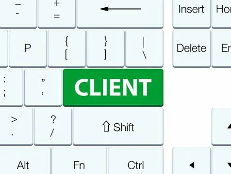 Client green keyboard button Illustrazione stock