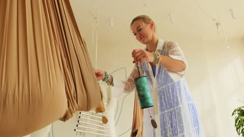 Client in hammock embarks on journey of inner harmony Video stock 273172580