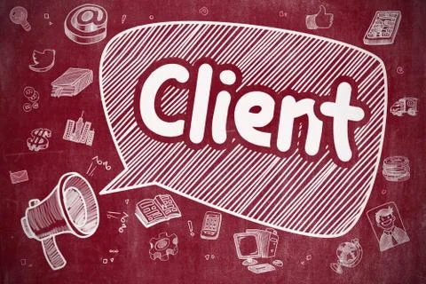 Client - Hand Drawn Illustration on Red Chalkboard Stock Illustration