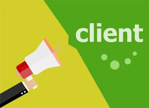 Client. Hand holding a megaphone. flat style Stock Illustration