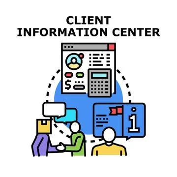 Client information center consulting with customers digitally Stock Illustration