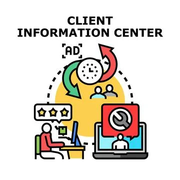 Client information center offering customer support services Stock Illustration