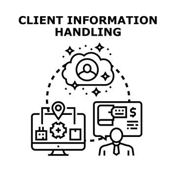 Client information handling processing management concept vector Stockillustratie