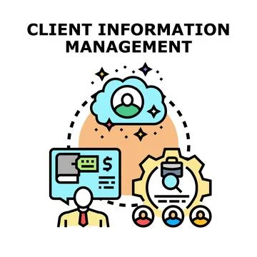 Client information management organizing customer data concept Stock Illustration