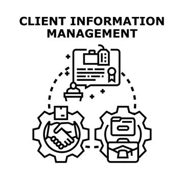 Client information management system vector concept 스톡 일러스트