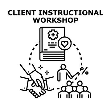 Client instructional workshop providing educational business training Illustrazione stock