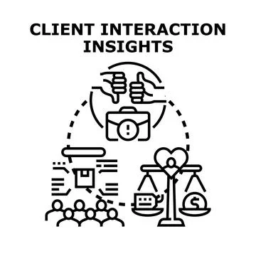 Client interaction insights concept business analyzing data Stock Illustration