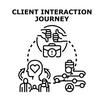 Client interaction journey process vector illustration 스톡 일러스트
