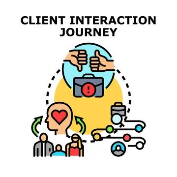 Client interaction journey process vector illustration Illustrazione stock