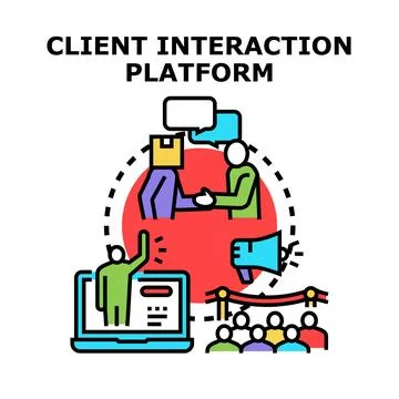 Client interaction platform creating digital engagement network Stock Illustration