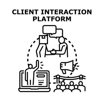 Client interaction platform creating digital engagement network Stock Illustration
