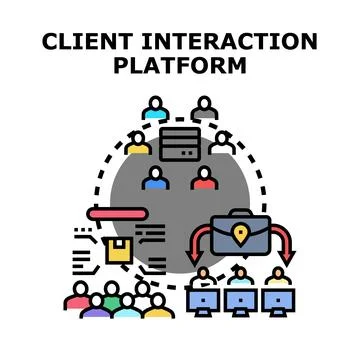 Client interaction platform developing business network solution 스톡 일러스트