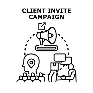Client invite campaign attracting new customers Stock Illustration