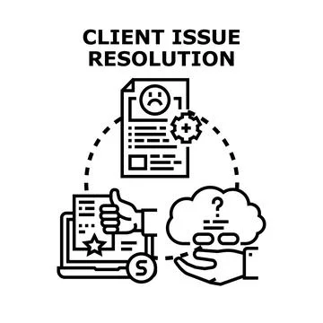 Client issue resolution process customer support cycle Stock Illustration