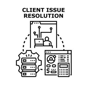 Client issue resolution process managing customer problem solving Stock Illustration