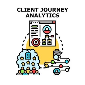 Client journey analytics optimizing customer experience strategy Stock Illustration