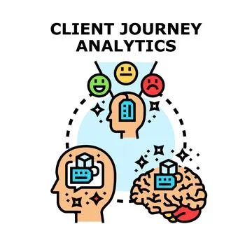 Client journey analytics optimizing customer experience process Stock Illustration