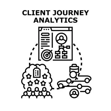 Client journey analytics optimizing customer experience strategy Stock Illustration