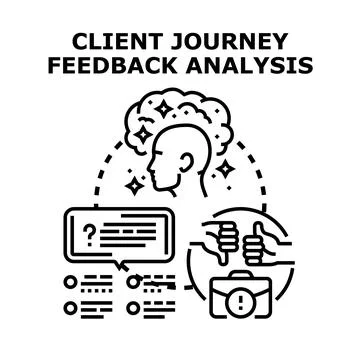 Client journey feedback analysis and experience evaluation Stock Illustration