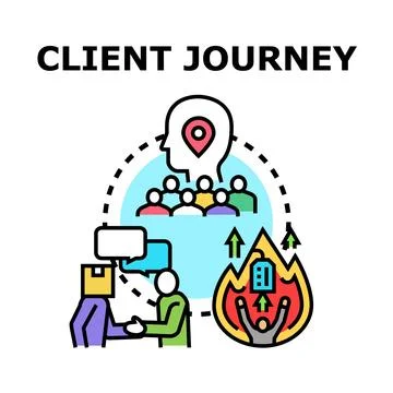 Client journey map showing customer experience process 스톡 일러스트