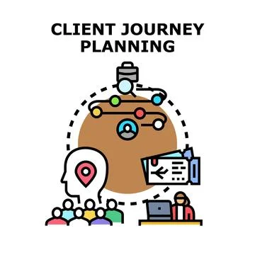 Client journey planning and customer experience mapping Stock Illustration