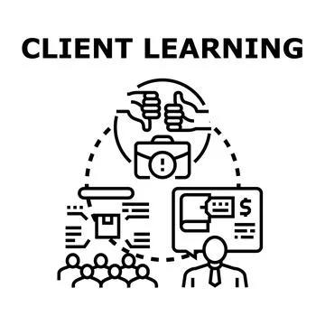 Client learning process illustrating feedback and business strategy 库存插图