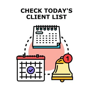 Client list checking with due date notification Stock Illustration