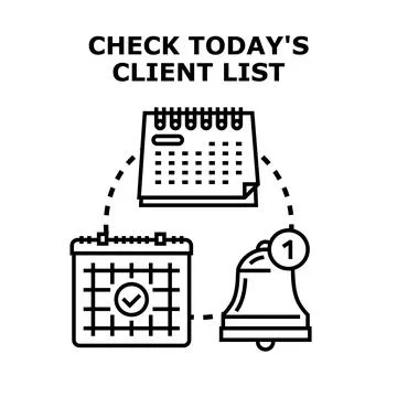 Client list checking with due date notification Ilustração Stock