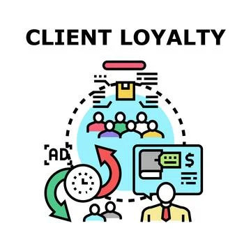 Client loyalty generating repeat customer business cycle Stock Illustration