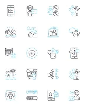 Client loyalty linear icons set. Commitment, Retention, Dedication, Satisfaction Stock Illustration
