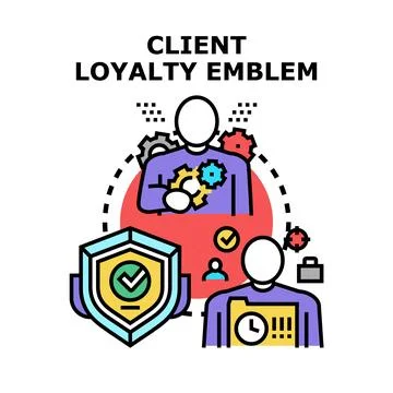 Client loyalty program emblem concept protecting client Stock Illustration