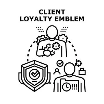 Client loyalty program emblem concept protecting client Stock Illustration