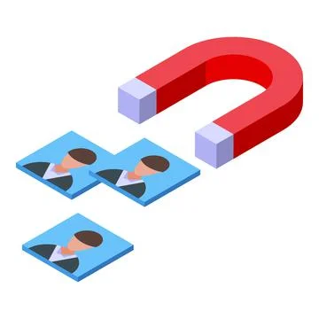 Client magnet icon isometric vector. Customer know Illustrazione stock