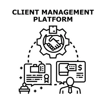 Client management platform connecting business deals and customer service 스톡 일러스트