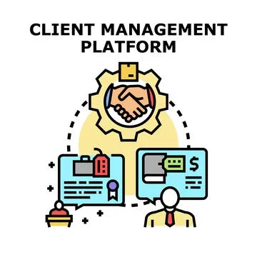 Client management platform connecting business deals and customer service Stock Illustration