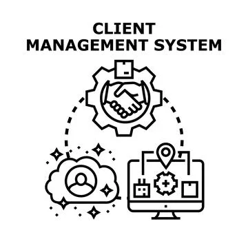 Client management system connecting business operations and administration Stock Illustration