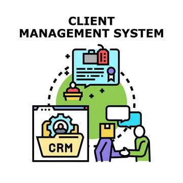 Client management system organizing customer relationship workflow Stockillustratie