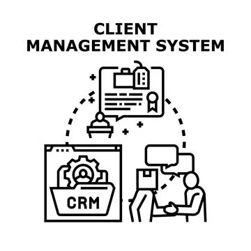 Client management system organizing customer relationship workflow 스톡 일러스트