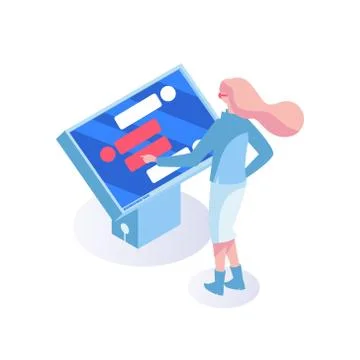 Client manager flat vector illustration. Customer support manager, interactive Stock Illustration