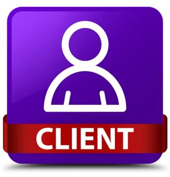 Client (member icon) purple square button red ribbon in middle Stock Illustration