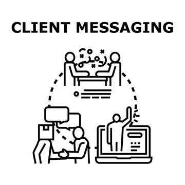 Client messaging communicating, support, and business interaction Stock Illustration