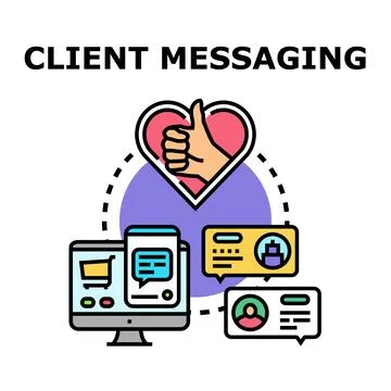 Client messaging communication and satisfaction concept Stock Illustration
