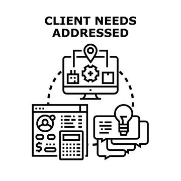 Client needs addressed in business strategy consulting Stock-Illustration