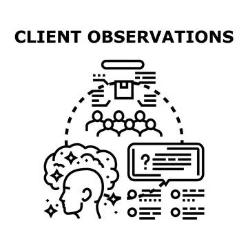Client observations research analyzing customer feedback needs 库存插图