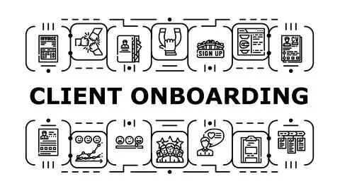 Client onboarding banner icon vector illustration 库存插图