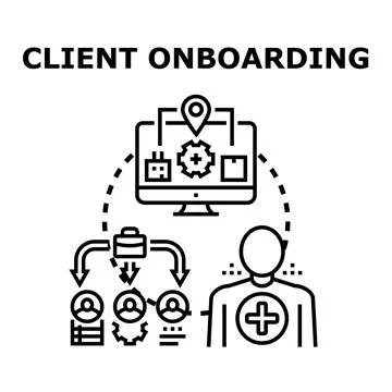 Client onboarding concept process involving new customer Stock Illustration
