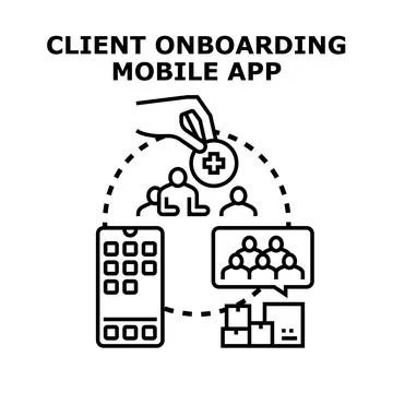 Client onboarding concept using mobile application イラスト素材